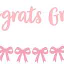 VitalCozy 9.8 ft Pink Bow Congrats Grad Banner Coquette 2026 Graduation Garland Class of 2026 Congratulations Decorations for Graduation Party Supplies Senior High School College Grad Decorations