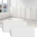 3D Anti-Collision Wall Padding for Kids, Peel and Stick Upholstered Wall Panels, Queen Headboard, Playroom Decorative Protection Wall Stickers, Pack of 2 Panels Sized 23.6 X 11.8 (White)