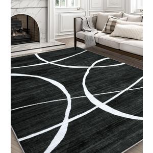 YIHOUSE Alfombra de rea 6x9 Black Curve