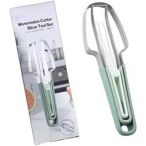 3-in-1 Watermelon Fork Slicer Cutter,Watermelon Cutter Slicer Tool,Stainless Steel Watermelon Windmill Cutter,Melon Cutter Knife Portability Fruit Fork for Kitchen, picnicking (Green), Pack of 2 3-in-1 Watermelon Fork Slicer Cutter,Watermelon Cutter Slicer Tool,Stainless Steel Watermelon Windmill Cutter,Melon Cutter Knife Portability Fruit Fork for Kitchen, picnicking (Green), Pack of 2