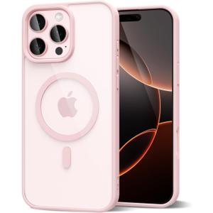 oakxco for iPhone 16 Pro Case Clear Magnetic Compatible with Magsafe, Cute Thin Slim Transparent Non-Yellowing TPU Bumper, Hard Shell & Soft Silicone Mag Safe Phone Case for Women, Light Pink