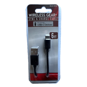 Wireless Gear 6 ft sync and charge cable for USB-C Devices, Pack Of 2 