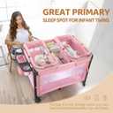JOYMOR Twin Bassinet for Baby, Pink Bedside Bassinet, Convertible to Bedside Baby Bed and Playpen, with Wheel, Brake, Quick Foldable, Pink