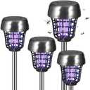 2 Pack Solar Bug Zapper Outdoor Waterproof - 2-in-1 Mosquito Zapper Solar Powered Mosquito Trap Repellent Lamp with Purple/White Light, Cordless Fly Insect Zappers for Yard Garden Patio Backyard