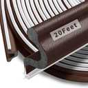 20 Feet Kerf Door Weather Stripping Door Seal, Long Reach V-Shaped Door Seal Strip for Door Frame Door Weatherstripping Insulation Strip Door Soundproofing for Large Gap(Brown)
