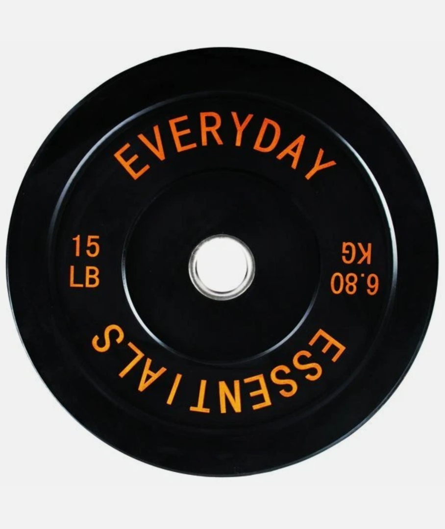 BalanceFrom Everyday Essentials Color Coded Olympic Bumper Plate Weight Plate w Steel Hub, 15 lbs
