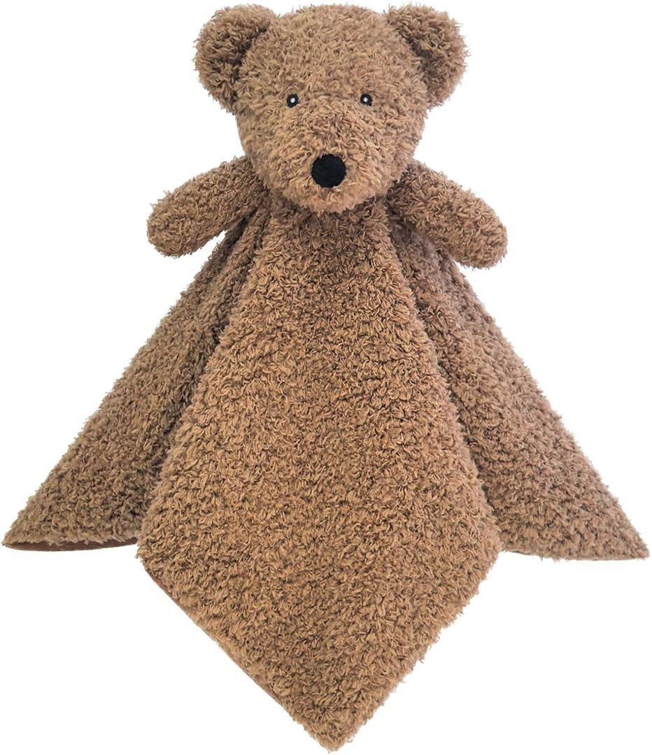 Baby Dark Brown Teddy Bear Soft Stuffed Animal Security Blanket, Plush Bear Character Lovey Blanket, Baby Shower/Nursery Gift, Newborn Infant Toddler Snuggle Blankie for Boys Girls, 14 Inches