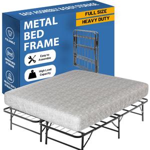 Greaton, 14-Inch Foldable Metal Platform Bed Frame with Tool Free Setup, Sturdy Steel, No Box Spring Needed, Full, Black