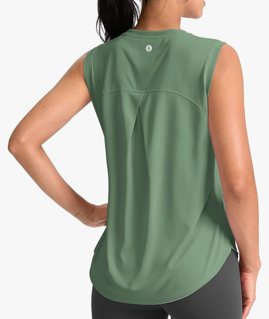 SANTINY Women's Sleeveless Workout Tops Breathable Lightweight Active Tennis Yoga Shirts Athletic Running Tank Tops for Women XL