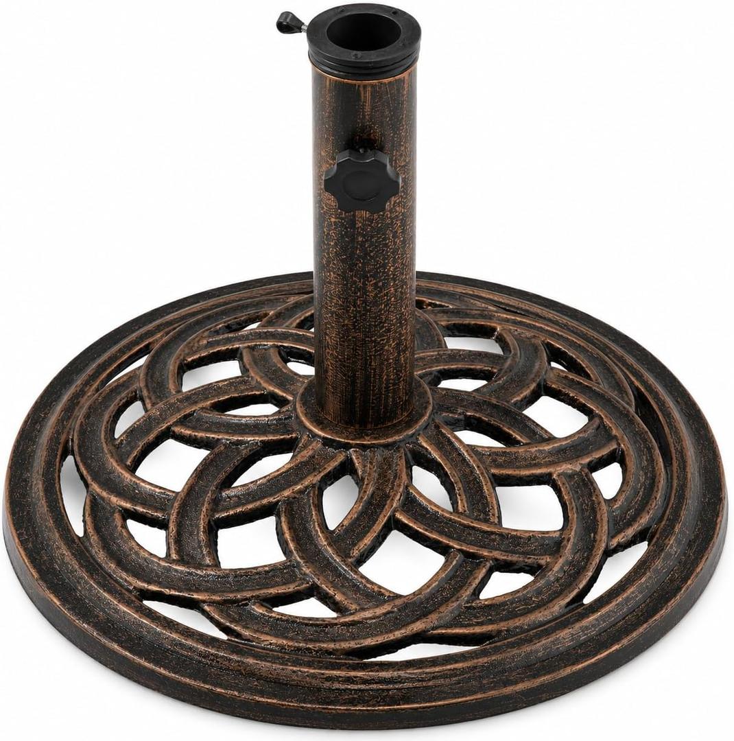 Gardenised Outdoor Patio Cast Iron Umbrella Base Holder Stand 20 Lb. Round