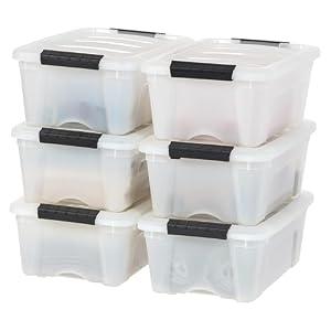 IRIS USA 6-Pack 13 Quart Storage Bins with Lids, Pearl
