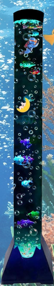 Sensory Bubble Tower Lamp with Bracket: 4 FT Bubble Fish Tube - 20 Color Adjustable 10 Moving Fish - Autism ADHD Friendly Ideal Gifts for Boys Girls