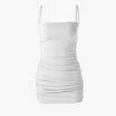 WIWIQS Women's Sexy Spaghetti Strap Tank Dress Basic Backless Bodycon Dress Ruched Club Party Mini Dress, M