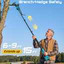 SEESII 6-in-1 Cordless Pole Saw & Hedge Trimmer Combo, Electric Mini Chainsaw with 2×4.0 Ah Batteries, Extendable Tree Pruner, Bush Trimmer Limb Branch Cutter, Grass Shears, 15Ft Long Reach
