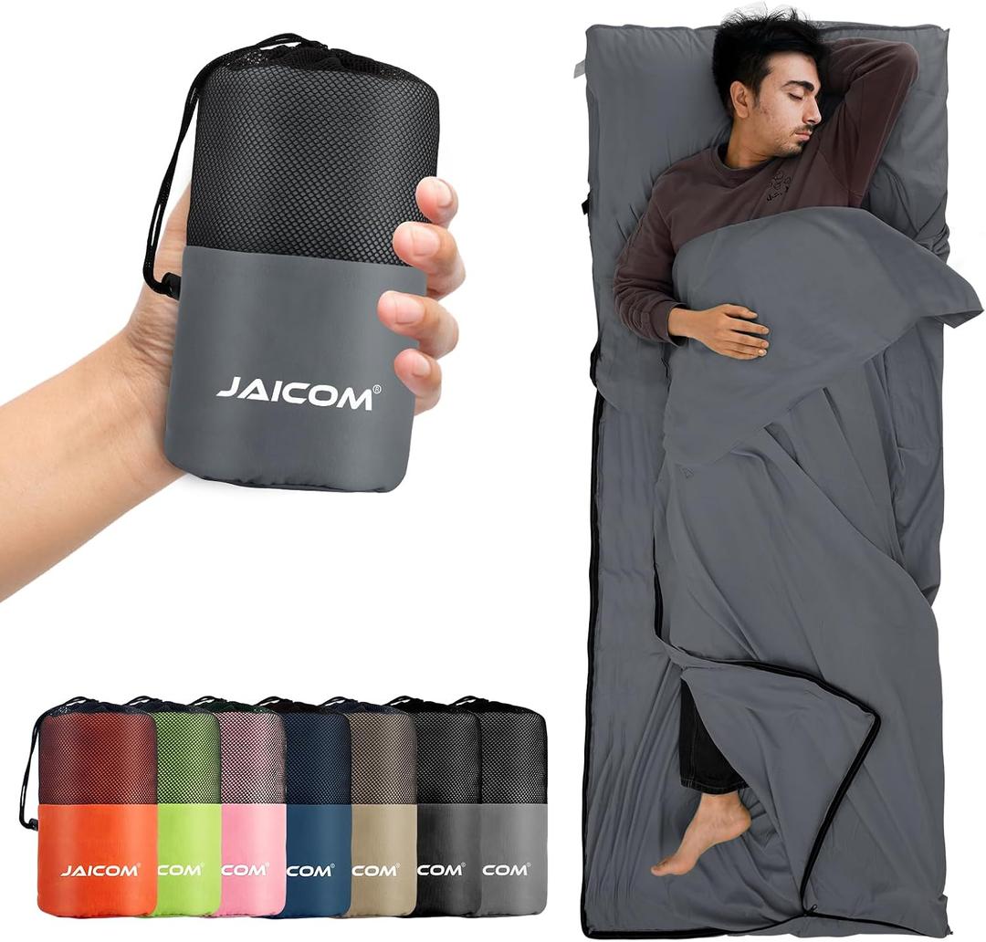 JAICOM Sleeping Bag Liner, Travel Sheets & Adult Sleep Sack, Ultralight and Portable Summer Sleeping Bag - Ideal for Backpacking, Hotels and Hostels, Business Trips, Camping, 86.6 x 35.4"