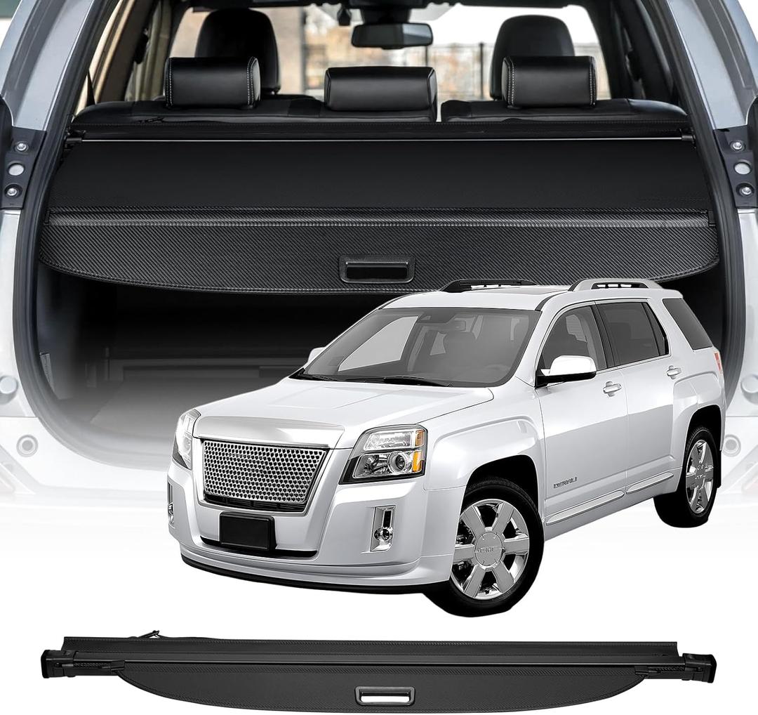 VEVOR Cargo Cover for GMC Terrain and Chevrolet Equinox 2018-2024 5-Seater Accessories, Carbon Fiber Texture Retractable Extended Version Trunk Cover Anti-Peeping Luggage Privacy Shield Fixation Shade