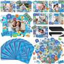 durony 24 Packs Happy Father's Day DIY Picture Frame Craft Kit with 174 Foam Stickers & 24 Magnetic Adhesive Strips Foam Photo Frames DIY Father's Day Craft for Gifts Game Activities