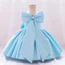 IDOPIP Flower Girl Bowknot Tutu Dress for Kids Baby Princess Wedding Bridesmaid Birthday Party Pageant Baptism Dresses, Size: 6-12 Months