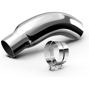 Exhaust Tip, 4 Inch Diesel Exhaust Tip Elbow Tip with a Clamp, 4" inlet 6" Outlet Chromed Exhaust Tip for Pickups, Trucks and Cars