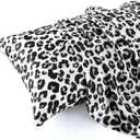 MR&HM Satin Body Pillow Cover, Soft and Breathable Body Pillow Case with Envelope Closure, Cooling and Silky Long Pillowcase for Hair and Skin,Grey (20x54, White Leopard)