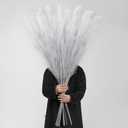 Wertuirk Silver Pampas Grass Decor, 8 Pcs 45 Inch Tall Large Faux Pompous Grass, Long Artificial Flowers for Floor Vases, Wedding Centerpieces, Baby Shower and Home Decoration (Silver)