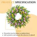 Spring Summer Wreaths for Front Door,22 Inch Artificial Purple Tulip Wreath with Wildflowers,Eucalyptus Leaves for Indoor Outdoor Wall Porch Festival Farmhouse Home Holiday Decor.