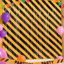 2 Pack Construction Party Decorations Foil Fringe Curtains, Construction Themed Party Supplies, 3.3 x 6.6ft Orange and Black Trunk or Treat Tinsel Photo Backdrop Booth Prop