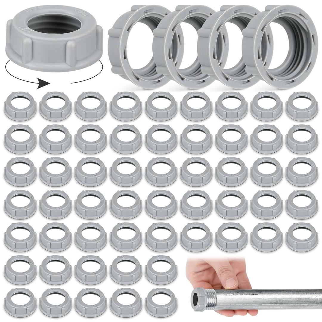 Pushglossy 100 Pcs Plastic Insulating Bushing Threaded Electrical Bushings for Emt, Rigid or Imc Conduit Fitting (1-1/2 Inch)