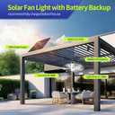 Solar Ceiling Fan with Light, 10800mAh Rechargeable Battery & 15W Solar Panel, DC Brushless Quiet Fan, RF Remote Control, for Gazebo, Patio, Camping Tent, Garage, RV, Emergency Use