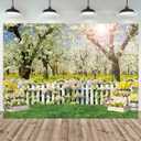10x8ft Polyester Spring Backdrop Natural Scenery Forest Tree Photography Background for Children Birthday Wedding Baby Shower Party Decor Studio Portrait Photobooth Prop