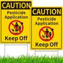 Caution Pesticide Application Keep Off Sign for Yard with Stake Kit, 2Pack-12.6"x9.5" Commercial Grade Corrugated Plastic, Double Sided, UV Protected, Weather & Fade Resistant, Easy to Mount