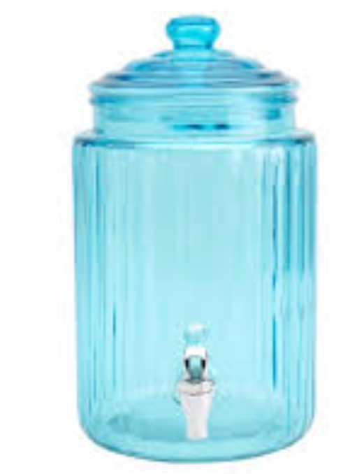 Classic Hammered Glass Ice Cold Beverage Drink Dispenser Durable Glass Vintage Cobalt Blue- Large 1.53Gallon with Spigot Wide Mouth Easy Filling For Outdoor, Parties & Daily Use