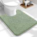 OLANLY Toilet Rugs U-Shaped 24x20, Extra Soft Absorbent Chenille Contour Bathroom Rugs for Toilet, Dry Quickly, Machine Washable, Non-Slip Bath Mat, Sage Green