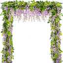 Wisteria Garland 5pack 33Ft Artificial Fake Wisteria Vine Hanging Flowers Fake Vines Plants (Purple)