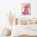 Country Floral Cowgirl Pink Western Boots Wall Decor Cowboy Boots Western Flower Prints Painting Canvas Trendy Preppy Girls Room Decor Pictures For Teen Girls For Living Room Bedroom Wall Decor Art (12x16 Inch)
