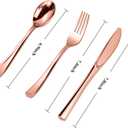 N9R 300PCS Rose Gold Plastic Silverware, Heavy Duty Plastic Cutlery Set, Disposable Rose Gold Utensils Include 100 Forks, 100 Spoons, 100 Knives, Perfect for Party Decorations
