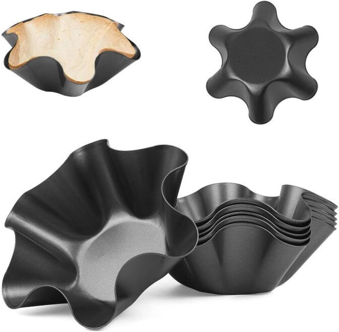 RUVINCE Tortilla Bowl Maker Nonstick Taco Shell Maker Salad Bowl Set of 8 Pack Perfect Tortilla Pan (6.5")