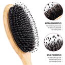 Hair Brush Boar Bristle Hairbrush for Curly Thick Long Fine Dry Wet Hair,Best Travel Bamboo Paddle Detangler Detangling Hair Brushfor Women Men Kids Adding Shine Smoothing Hair (Natural Wood)