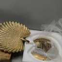 Gold Leaf Decorative Serving Tray for Table Centerpiece 10"+12" Ceramic Leaf-Shaped Trinket Dish, Candle Tray, Vanity Organizer, Coffee Table Decor, Modern Glam Home Decor, Gifts for Women