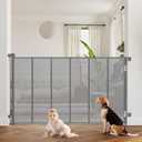 47" Extra Tall Retractable Baby Gates, Extends to 71" Wide, ExtraTall Retractable Safety Gate with Reinforced Strips, Retractable Tall Dog Gates for Doorways Mesh Baby Pet Gates Indoor, Grey