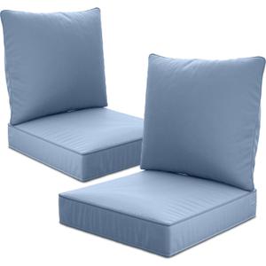 24" x 24" x 6" Outdoor Deep Seat Cushions Set - 2 Set Waterproof & Fade Resistant Patio Furniture Replacement Cushions, Non-Slip Outdoor Cushions Fit Loveseats, Couches, Chairs, and Sofas