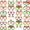 JOYIN 24 Pcs Christmas Paper Eyeglasses, Christmas Party Glasses with 9 Unique Designs, Christmas Eyewear Accessories Holiday Glasses for Adults and Children Game Props Photo Tools