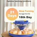18 Chicken Egg Incubators for Hatching Eggs: Egg Incubator with Automatic Egg Turning and Humidity Control - Egg Candler - Temperature & Humidity Display - Used to Hatch Quail, Chicken, Duck and Goose