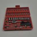 Egofine 46 Pieces 1/4 inch Drive Socket Ratchet Wrench Set, with Bit Socket Set Metric and Extension Bar for Auto Repairing and Household, with Storage Case
