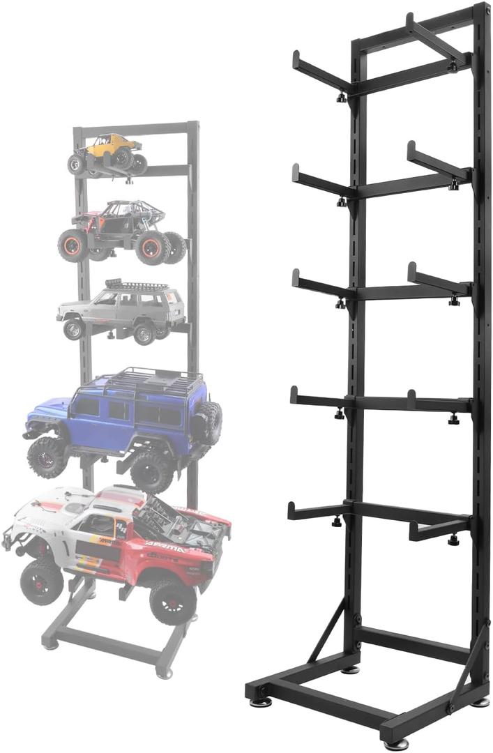 RC Car Display Stand, Multilayer Storage Rack Shelf for RC Scale Model Cars 1/8 1/10 1/12 1/18 1/24 Compatible with TRX4 SCX10 TRX4M Ascent-18 FCX18 SCX24 Crawler Trucks Upgrades