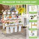 Flower Cart Display Stand, 3 Layers Metal Flower Bar Stand with 360 Swivel Wheels and Brake, Flower Display stand with Iron Buckets, Durable than Plastic Buckets, Flower Holder for Florist or Wedding