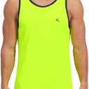KPSUN Men's Quick Dry Swim Tank Tops Workout Athletic Gym Bodybuilding Fitness Sleeveless Beach Shirts Big and Tall(Neon Green,4XL)