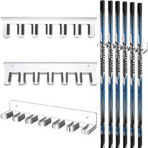 Leinuosen Youth Wall Mount Hockey Stick Holder Accommodate up to 6 Sticks, Acrylic Ice Hockey Stick Display Organizer Rack for Home Office Wall Garage Team (Transparent)