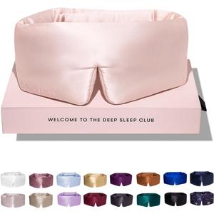 DROWSY Silk Sleep Mask - Face-Hugging, Padded Cocoon for Luxury Sleep in Total Darkness - 100% Pure Mulberry Silk (Sunset Pink)