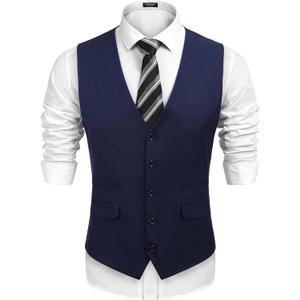 COOFANDY Mens Suit Vest Formal Dress Vest Slim Fit Buesiness Wedding